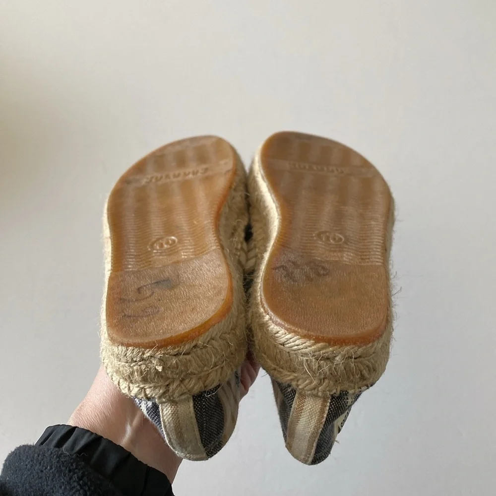 Soludos platform aztec ikat espadrilles women’s 10 blue tan EUC